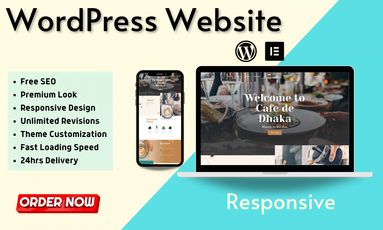 Create a modern and responsive wordpress website.