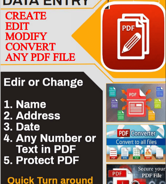 I will create or edit any PDF document in 1 hour