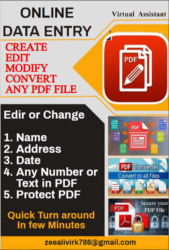 I will create or edit any PDF document in 1 hour