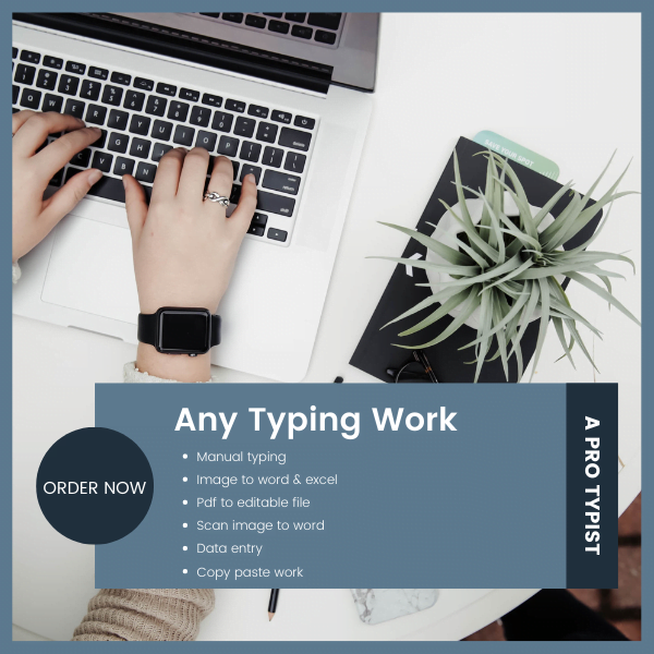 I will do accurate extra fast typing, retyping, copying, writing job, your pro typist