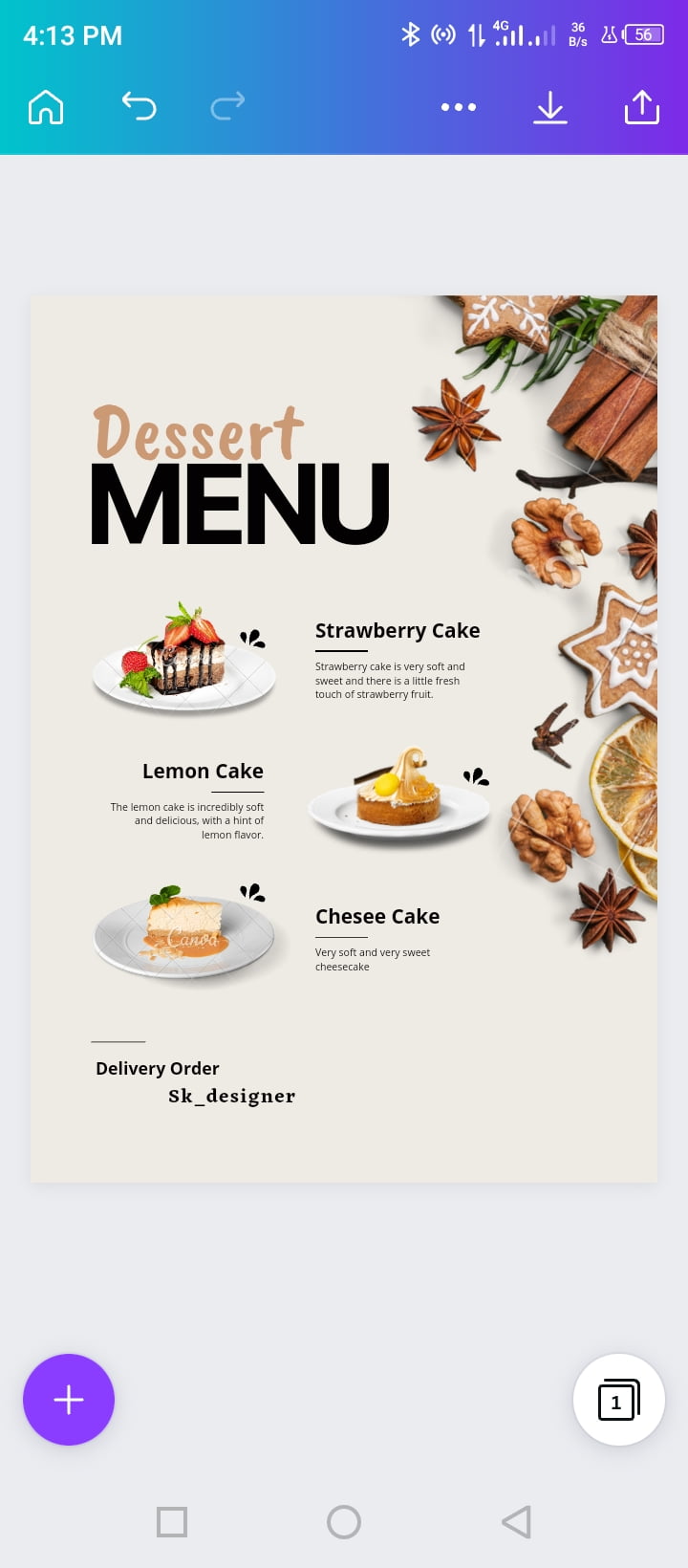 I'm a professional menu designer for restaurant