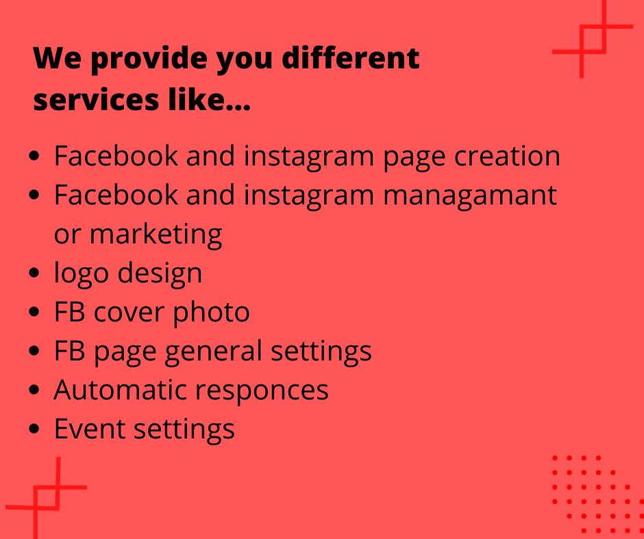 Facebook, Instagram Page creation, management, settings and event setup.