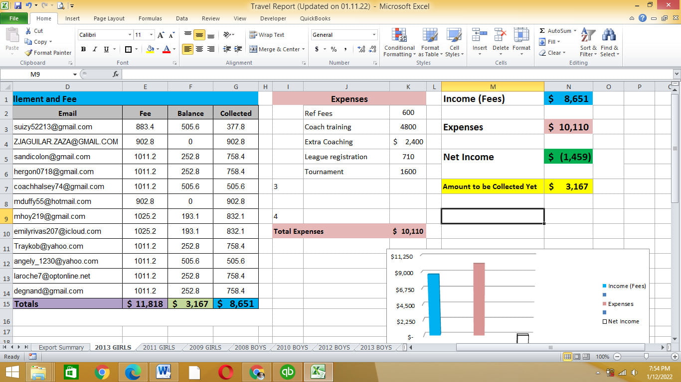 Data Entry sheets