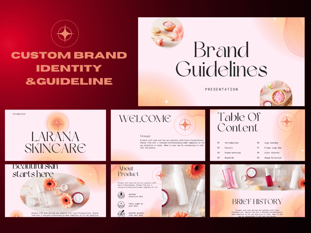 I will create brand identity guide, brand book, brand style guide ,Eye catching logo and article