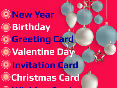I will design Birthday, New Year, Anniversary, Valentine Day cards
