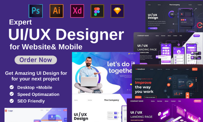 I will do website ui design, dashboard, mobile app ui ux design, ui ux design in