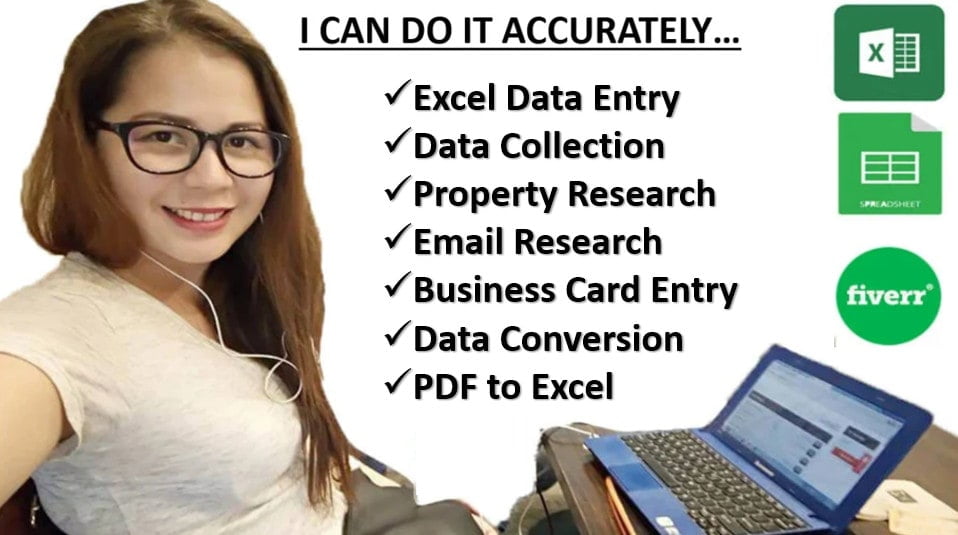 I will do excel data entry, copy paste, PDF to excel, web research and typing