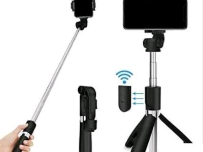 XT-02 Extendable Selfie Stick with Bluetooth, Tripod Stand with Mobile Holder & Wireless Remote for All Android & iOS Mobiles (Black)