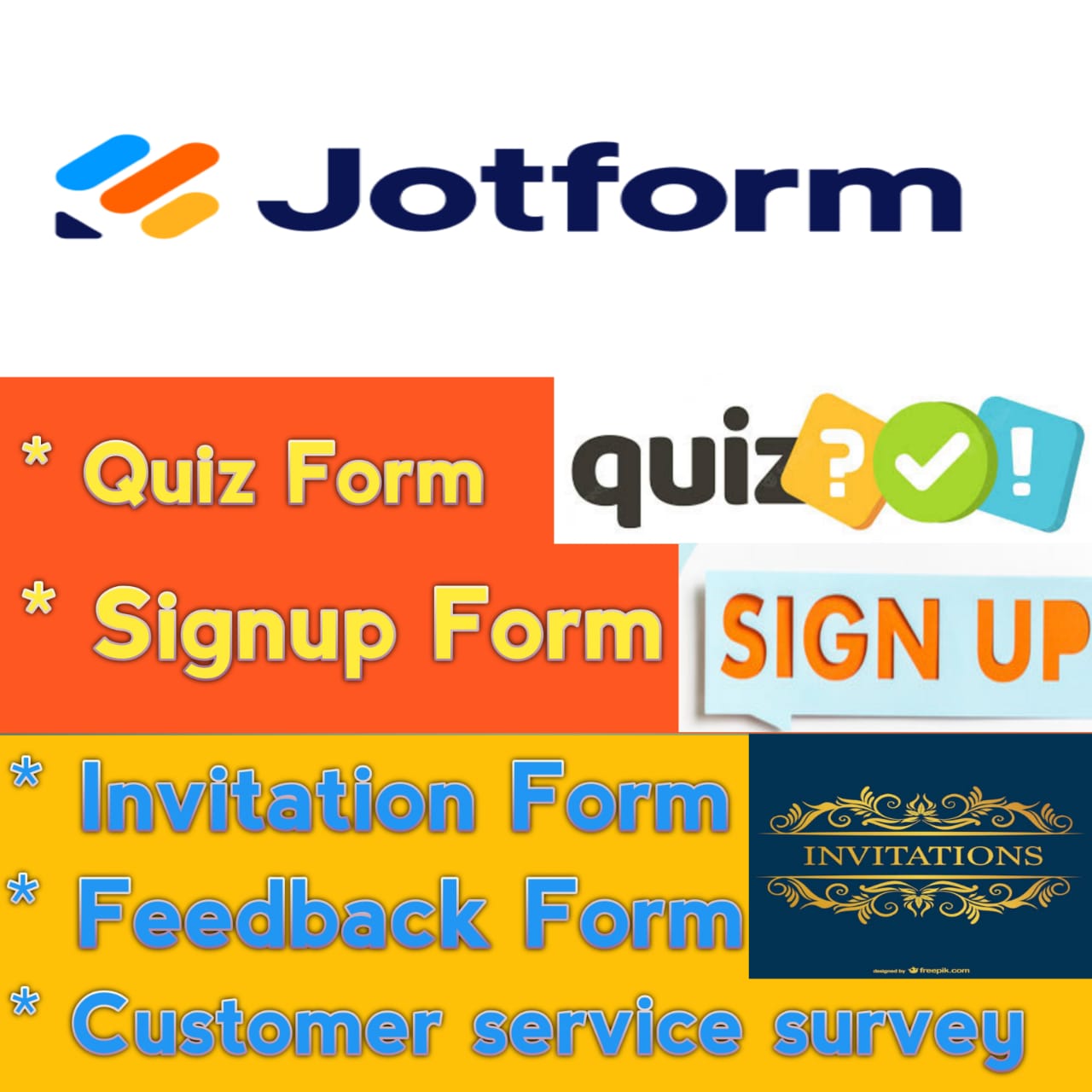 I will create JOTFORM! Registration, Survey, Invitation, and Quiz form for you
