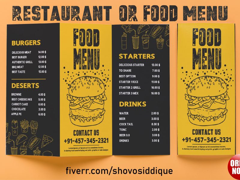 I will do restaurant menu design, food menu or digital menu