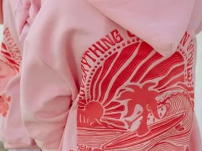 pink palm puff hoodie