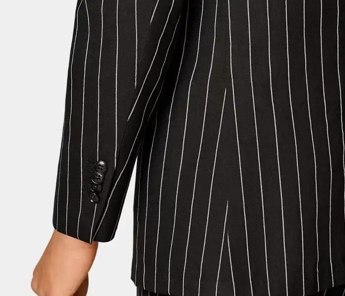 Double Breasted Mens Black And White Pinstripe Suit