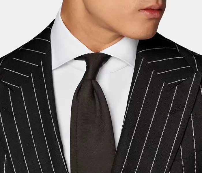 Double Breasted Mens Black And White Pinstripe Suit