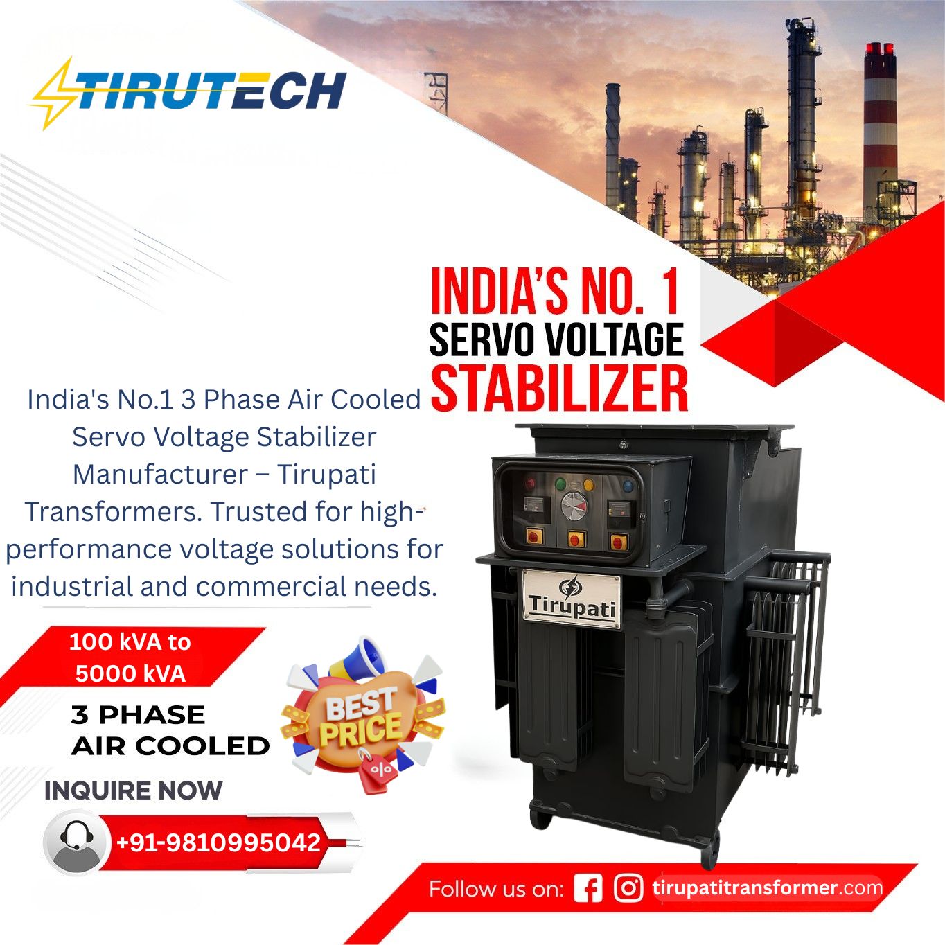 Servo Voltage Stabilizer Price Ghaziabad | 250 kVA Servo Voltage Stabilizer Manufacturer Faridabad