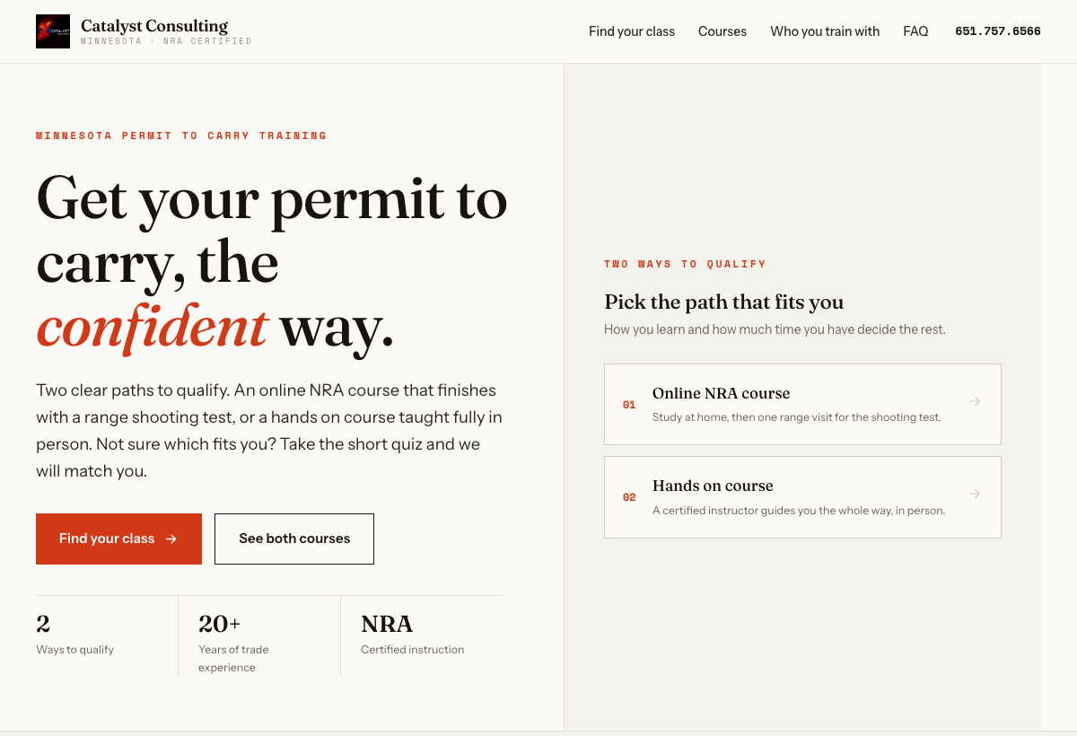 Case Study: The Concealed Carry Training Website ISITWORK Built for Catalyst Consulting LLC