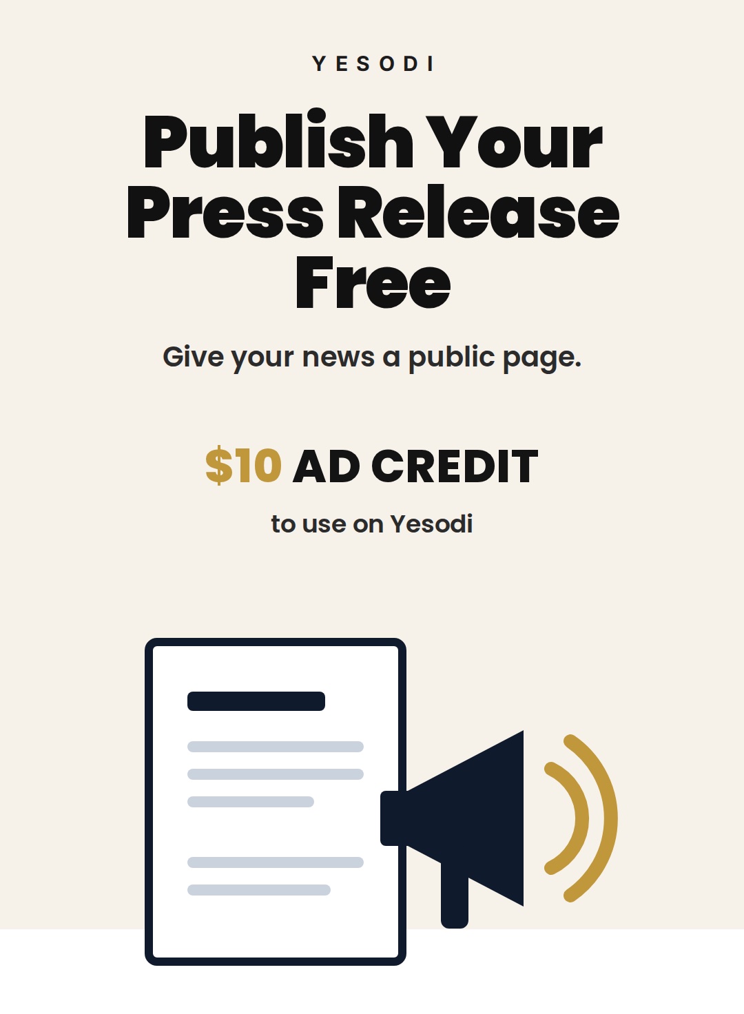 Yesodi | Publish Your Press Release Free and Get Found on Google and AI Search